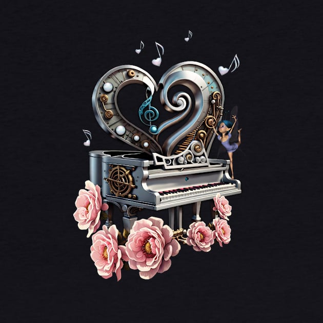 Steampunk piano with heart by Nicky2342